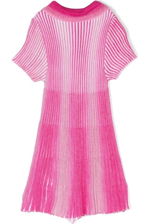 Missoni Kids Dresses for Girls Missoni Kids Pink Striped Laminated Knit Dress