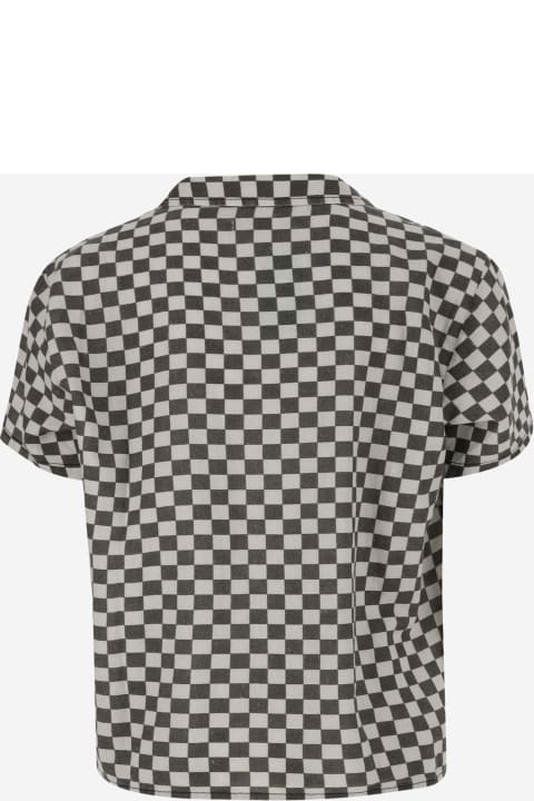 メンズ ERLのシャツ ERL Cotton And Linen Shirt With Checkered Pattern