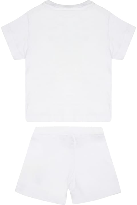 Bottoms for Baby Boys Dsquared2 White Suit For Baby Boy With Logo