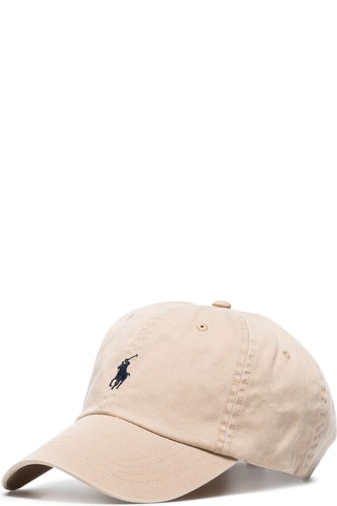Fashion for Men Ralph Lauren Beige Baseball Hat With Blue Pony