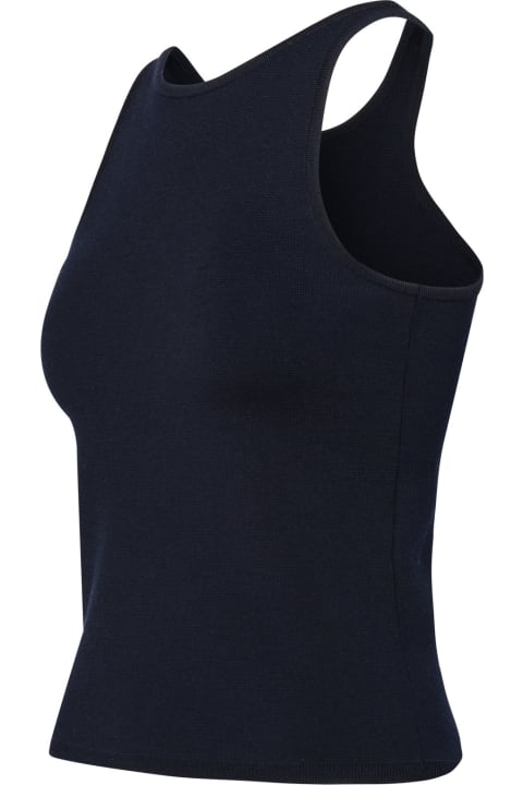 Max Mara Clothing for Women Max Mara Blue Virgin Wool Blend Top
