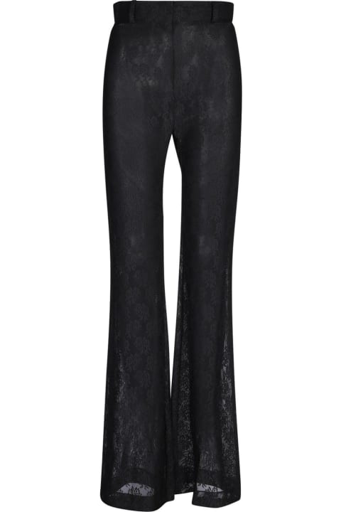 Moschino for Women Moschino High-waist Floral-laced Sheer Flared Trousers