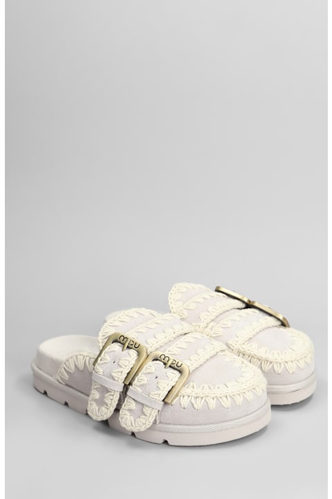 Mou Shoes for Women Mou Low Bio Sabot Slipper-mule In Grey Suede