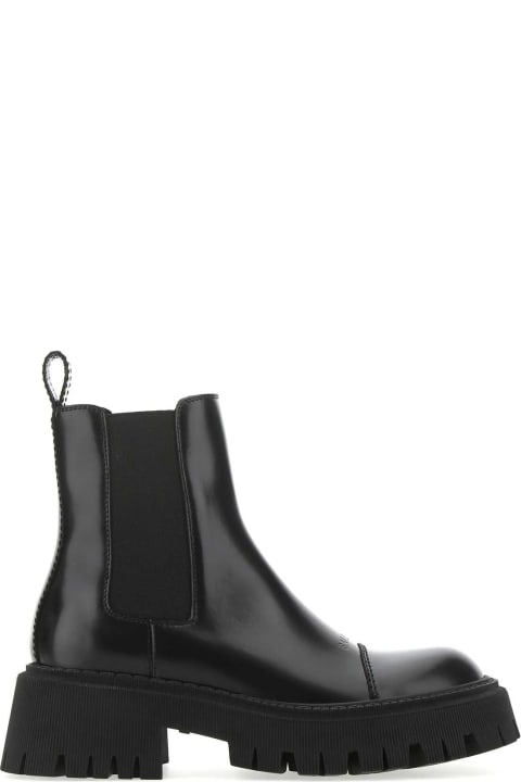 Balenciaga for Women Balenciaga Black Leather Tractor Ankle Boots