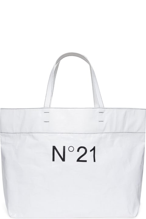 Accessories & Gifts for Boys N.21 N21w23u Bags N°21 White Shopper Bag With Institutional Logo