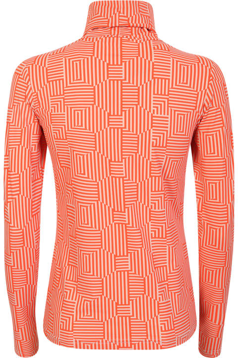 Xacus Clothing for Women Xacus Xacus Active High Neck Sweater In Orange Pattern