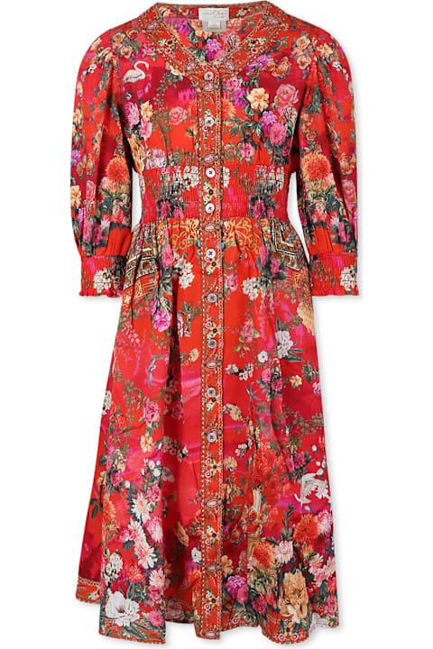 Homeware Camilla Red Dress For Girl With Floral Print