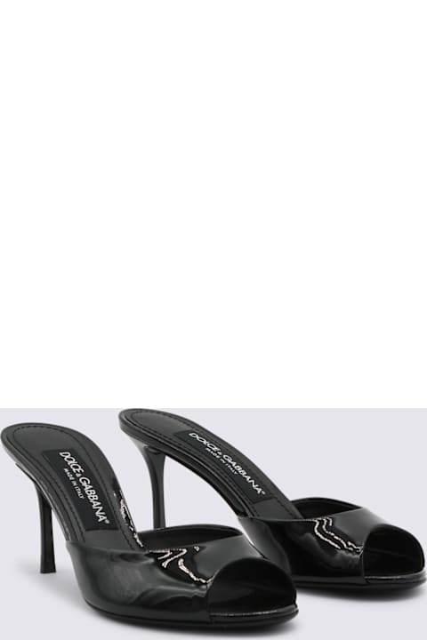 Dolce & Gabbana Black Leather Keira Mule Sandals