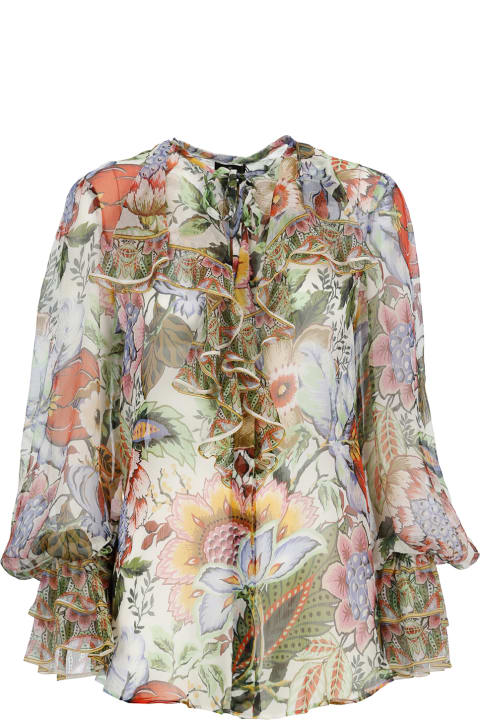 Etro for Women Etro Silk Printed Shirt With Rouches