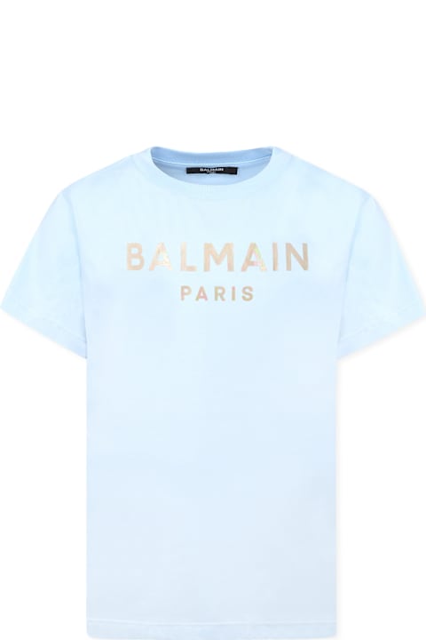 Balmain لـ Kids Balmain Light Blue T-shirt For Girl With Logo