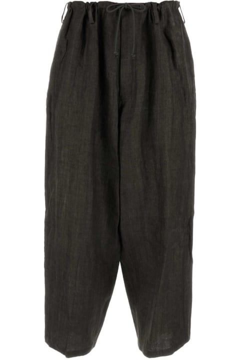 メンズ Yohji Yamamotoのボトムス Yohji Yamamoto Dark Grey Linen Baggy Pant