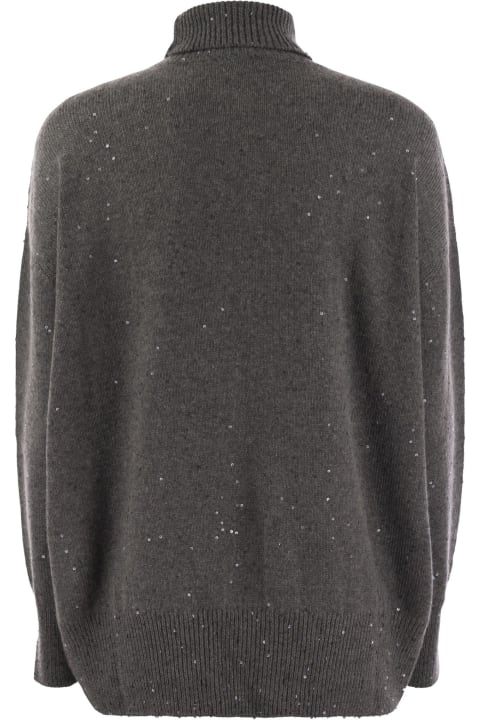 ウィメンズ Brunello Cucinelliのニットウェア Brunello Cucinelli Cashmere And Silk Turtleneck Sweater With Micro Sequins