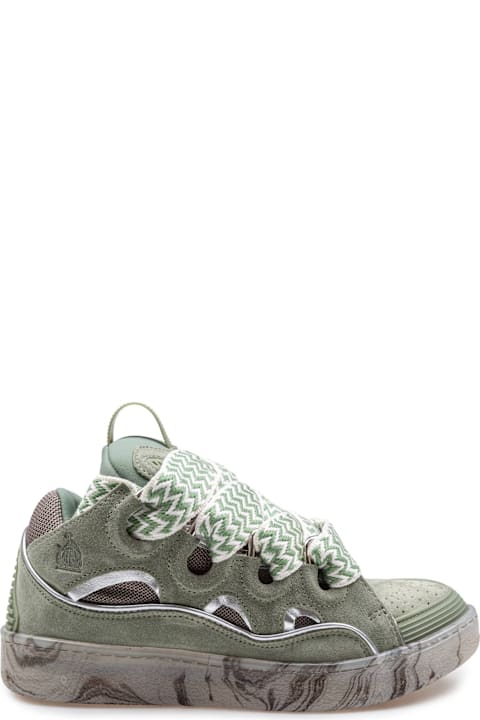 Lanvin for Kids Lanvin Curb Sneakers In Leather And Mesh Colour Green