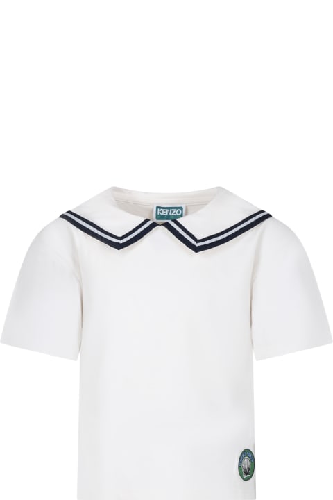 Kenzo Kids T-Shirts & Polo Shirts for Girls Kenzo Kids Ivory T-shirt For Boy With Logo Patch