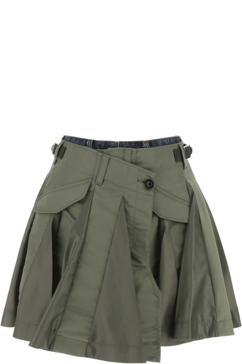 Sacai Pants & Shorts for Women Sacai Two-tone Denim And Nylon Shorts