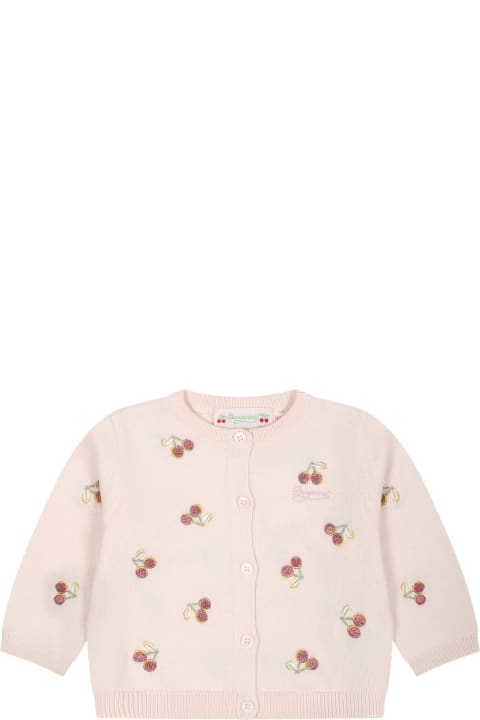 Fashion for Baby Girls Bonpoint Pink Cardigan For Baby Girl With Cherries