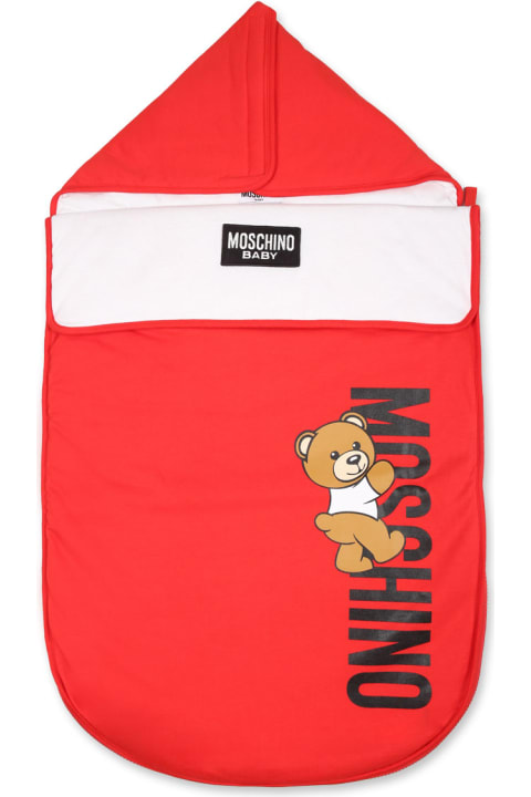 Fashion for Baby Girls Moschino Rouge Sleeping Bag For Babykids With Teddy Bear