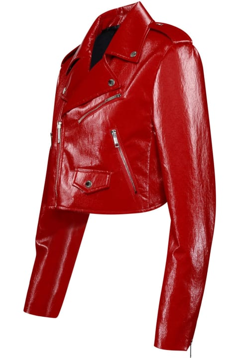 ウィメンズ コート＆ジャケット M05CH1N0 Jeans Red Cotton Blend Biker Jacket