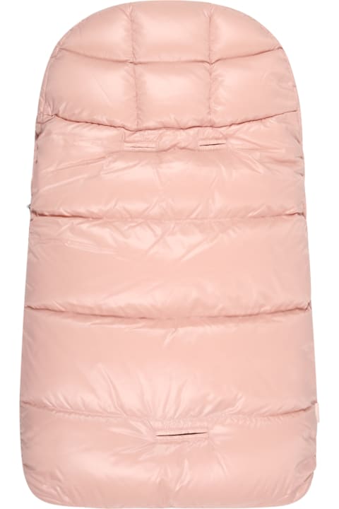 Fashion for Baby Girls Moncler Pink Sleeping Bag For Baby Girl With White Logo