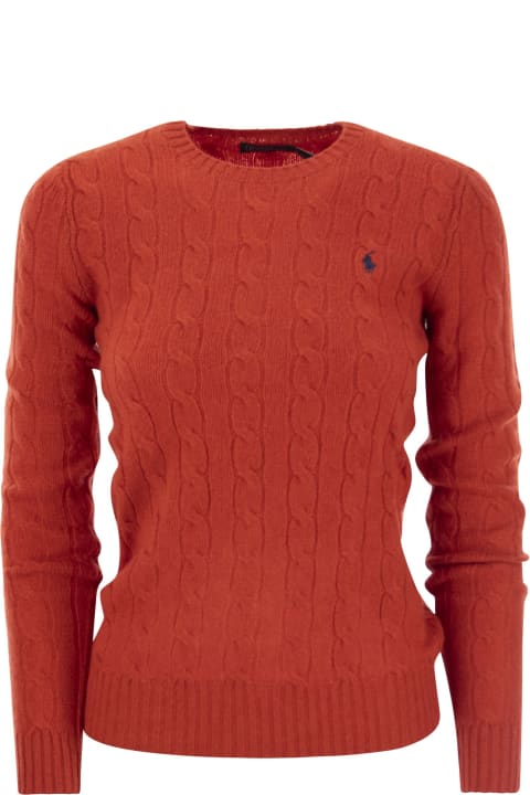 Polo Ralph Lauren Women Polo Ralph Lauren Faded Red Wool And Cashmere Braided Sweater