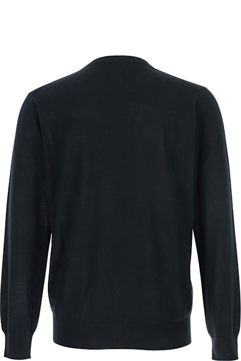 Kangra for Women Kangra Black Crewneck Sweater With Ribbed Trims In Wool Man