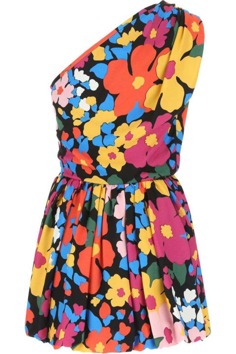 Saint Laurent Dresses for Women Saint Laurent Floral Printed One-shoulder Midi Dress