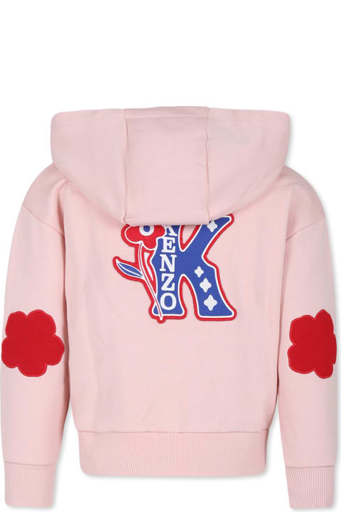 ガールズ Kenzo Kidsのニットウェア＆スウェットシャツ Kenzo Kids Pink Sweatshirt For Girl With K Flower