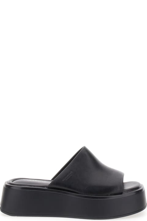 ウィメンズ Vagabondのシューズ Vagabond 'courtney' Black Sandals With Chunky Platform In Leather Woman