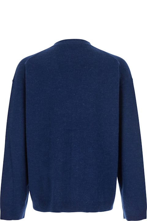 J.W. Anderson for Kids J.W. Anderson Blue Cardigan With V Neck And And Front Zip Closure In Wool Blend Man