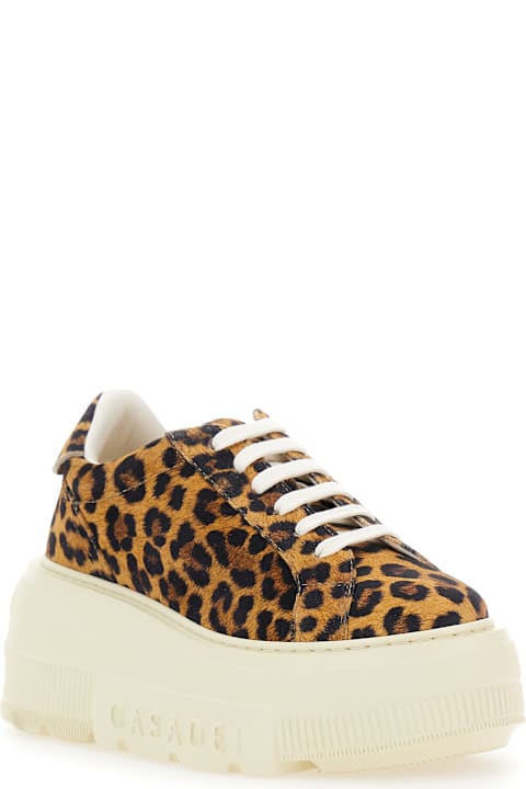 Homeware Casadei 
malesia
 Brown Sneakers With Maxi Rubber Sole And Leopard Motif In Suede Woman