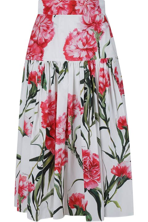 Floral Print Pleated Flared Skirt