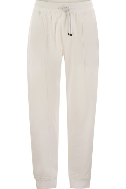 Fleeces & Tracksuits for Men Brunello Cucinelli Cotton Fleece Trousers With Crête And Elasticated Hem