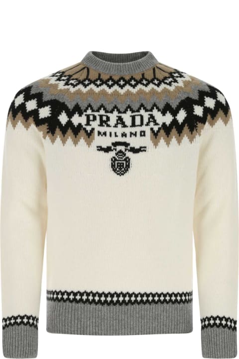 Clothing Sale for Men Prada Embroidered Cashmere Sweater