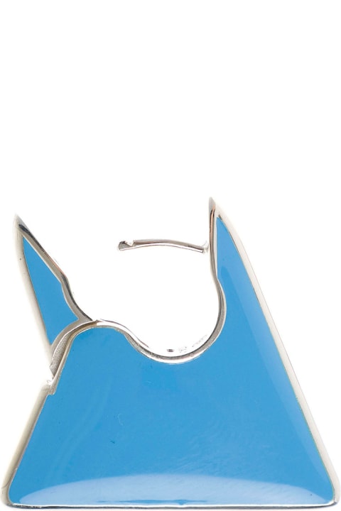 Blue Lacquered Silver Earrings