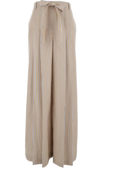 Fashion for Women Alberta Ferretti Beige Striped Pants With Bow Details In Popeline Woman