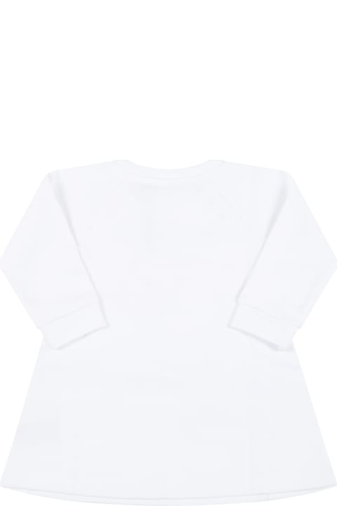 Balmain Dresses for Baby Girls Balmain White Dress For Baby Girl With Silver Logo