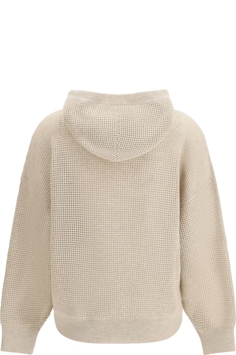 Brunello Cucinelli for Kids Brunello Cucinelli Sparkling Net Cotton Hooded Sweatshirt