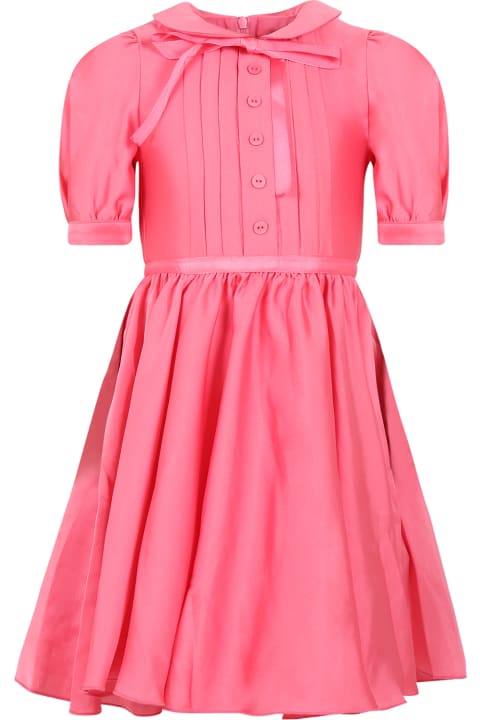 Fuchsia Dress For Girl With Bow