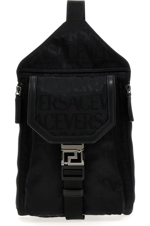 メンズ バッグのセール Versace Technical Fabric Backpack With Logo