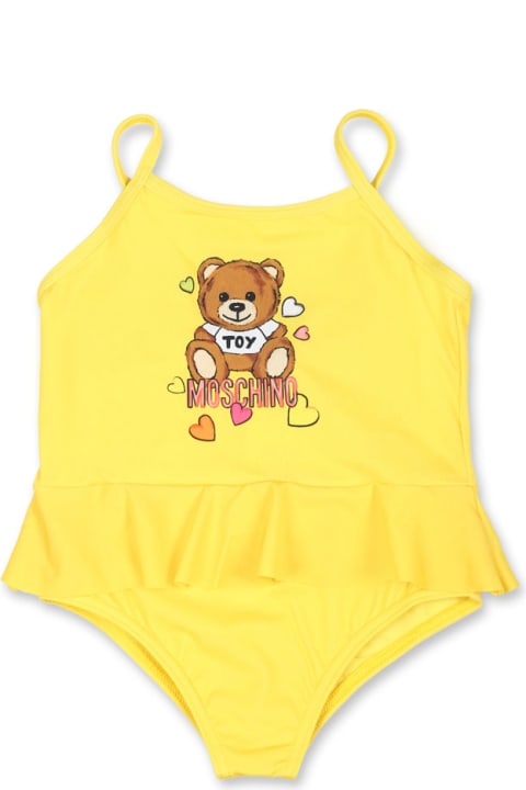 Moschino Swimwear for Baby Boys Moschino Yellow Swimsuit For Baby Girl With Teddy Bear