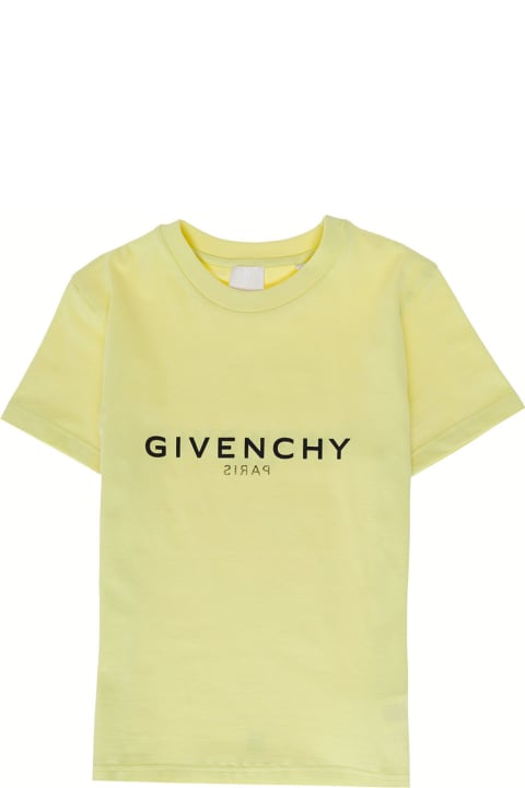 Givenchy Boy Cotton And Yellow T-shirt With Logo