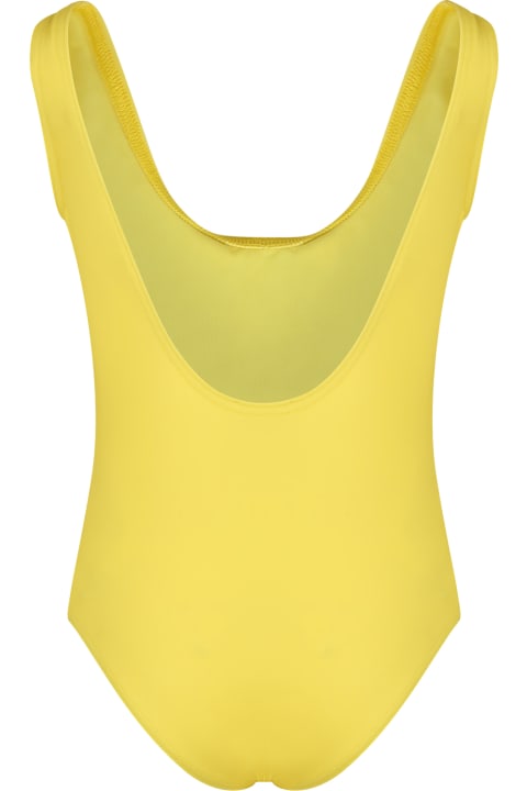 Moschino Kids Moschino Yellow Swimsuit For Girl With Logo