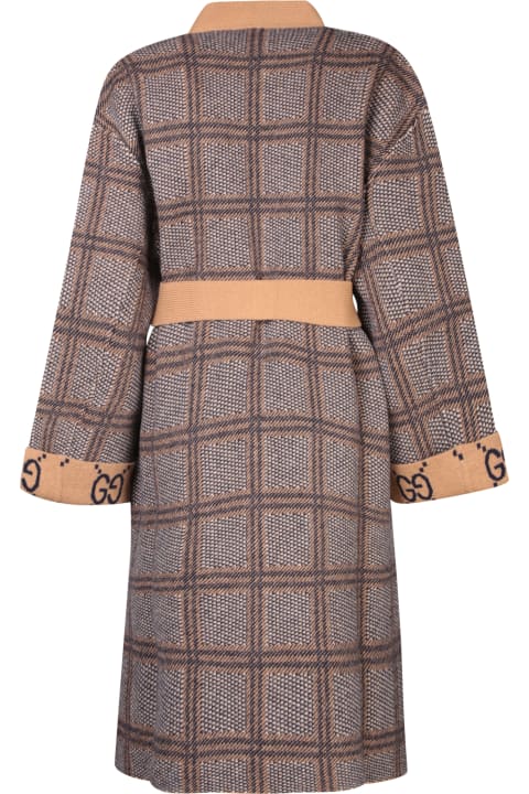 Gucci Coats & Jackets for Women Gucci Patterned Brown Long Cardigan