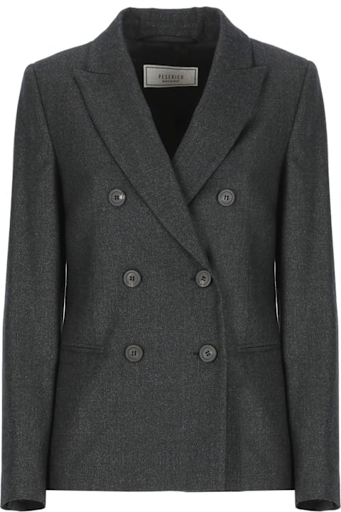 Peserico Coats & Jackets for Women Peserico Grey Lurex Double-breasted Blazer