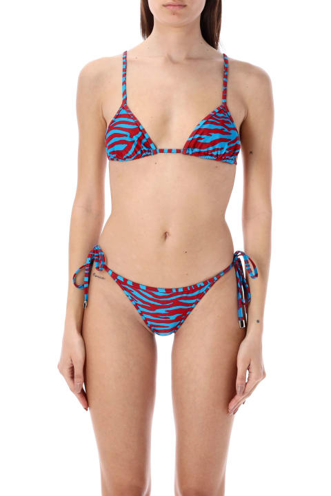 Swimwear for Women The Attico Bikini Zebra Turquoise And Red