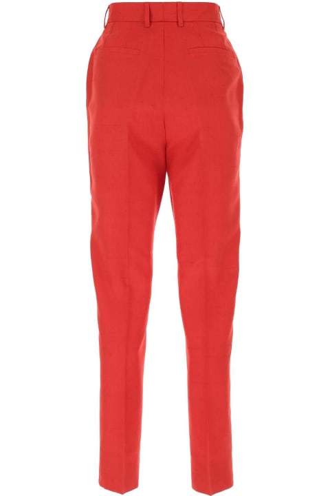 Dolce & Gabbana Pants & Shorts for Women Dolce & Gabbana Red Silk Blend Sigarette Pant