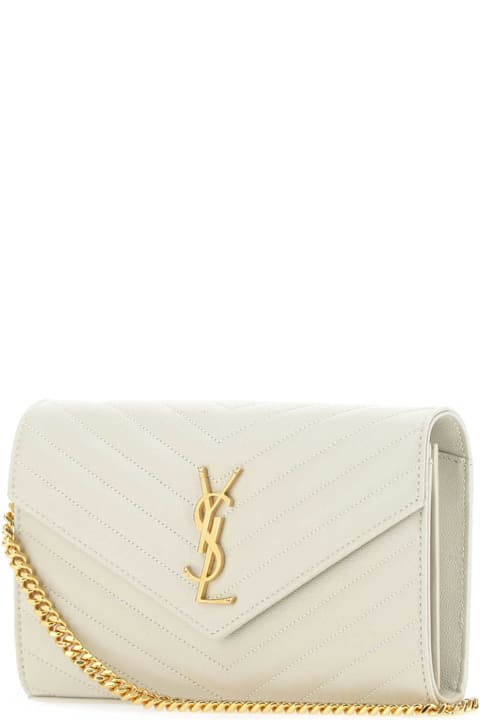 Saint Laurent Ivory Leather Clutch