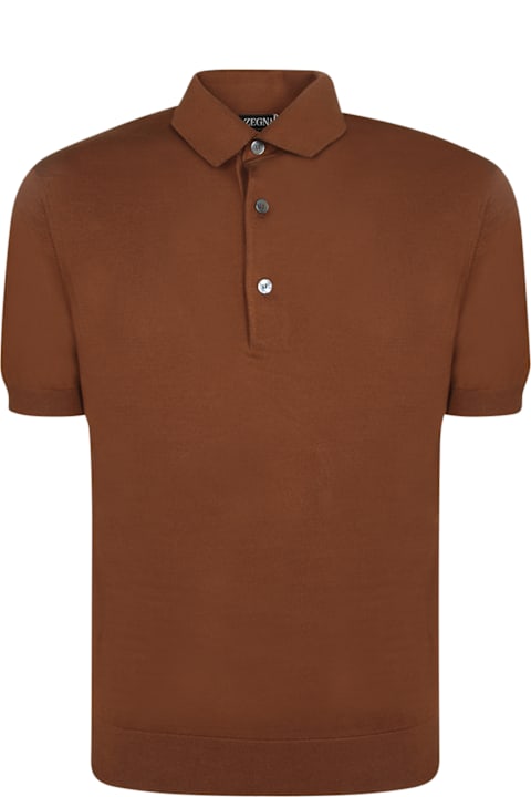 メンズ Zegnaのトップス Zegna Premium Cotton Polo Shirt In Brown