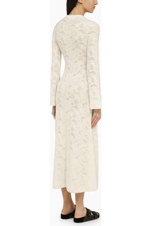 ウィメンズ Chloéのワンピース＆ドレス Chloé White Wool And Silk Dress With Embroidery