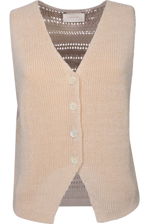 Atomo Factory Clothing for Women Atomo Factory Beige Pointelle Cotton Vest